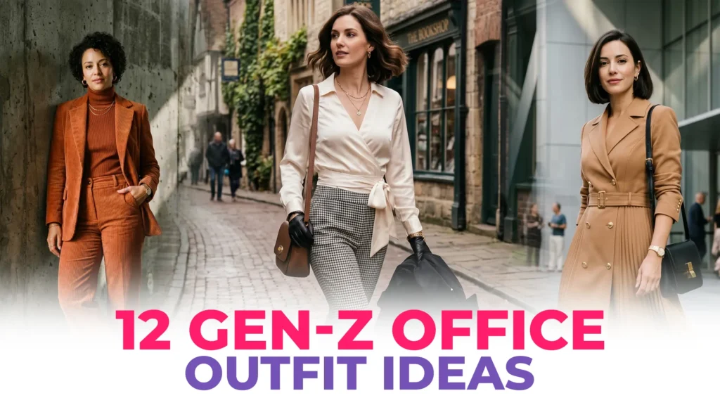 Stop feeling boring at the office! 👩‍💼 Here are 12 polished and professional work outfit ideas for women that nail the Gen-Z aesthetic. Read more at NoMoreWear.com!